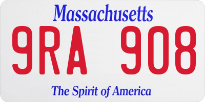 MA license plate 9RA908