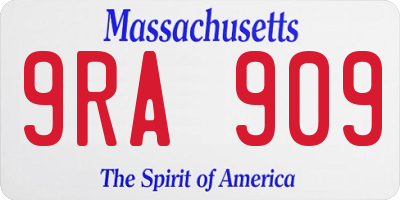MA license plate 9RA909