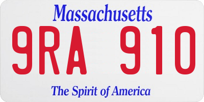 MA license plate 9RA910