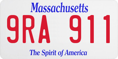 MA license plate 9RA911