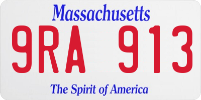 MA license plate 9RA913