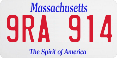 MA license plate 9RA914