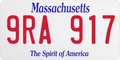 MA license plate 9RA917