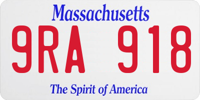 MA license plate 9RA918
