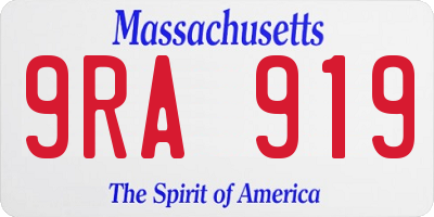 MA license plate 9RA919