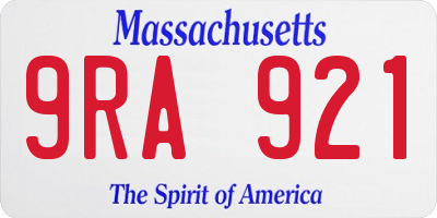 MA license plate 9RA921
