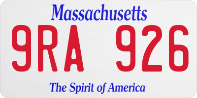 MA license plate 9RA926