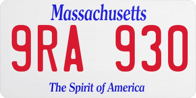 MA license plate 9RA930