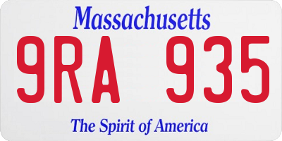 MA license plate 9RA935