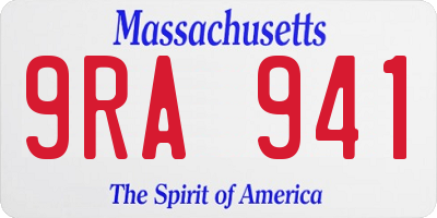 MA license plate 9RA941