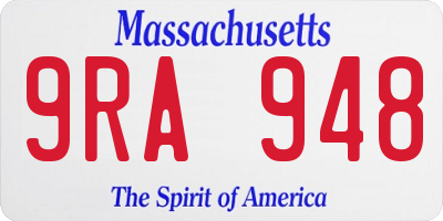 MA license plate 9RA948