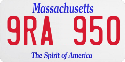 MA license plate 9RA950