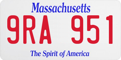 MA license plate 9RA951