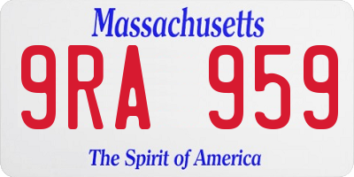MA license plate 9RA959