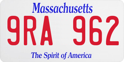 MA license plate 9RA962