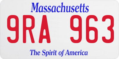 MA license plate 9RA963
