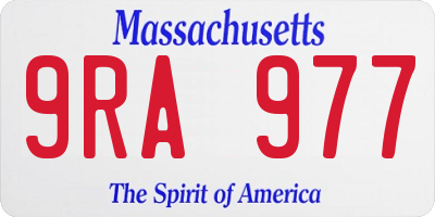 MA license plate 9RA977