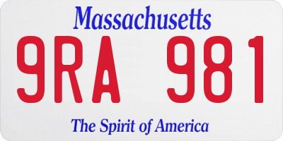 MA license plate 9RA981