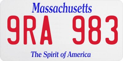 MA license plate 9RA983