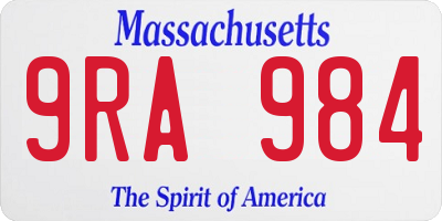 MA license plate 9RA984