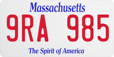 MA license plate 9RA985