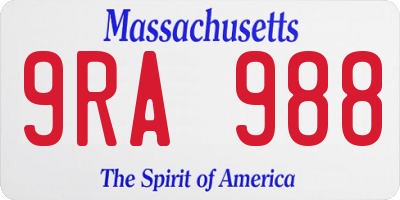 MA license plate 9RA988