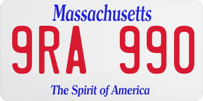 MA license plate 9RA990