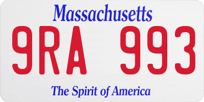 MA license plate 9RA993