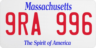 MA license plate 9RA996