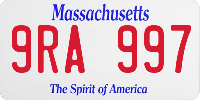 MA license plate 9RA997