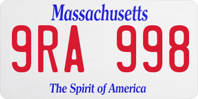 MA license plate 9RA998