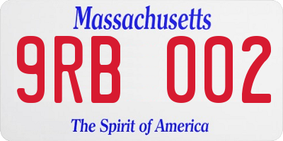 MA license plate 9RB002