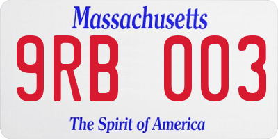 MA license plate 9RB003