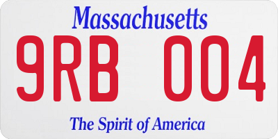 MA license plate 9RB004
