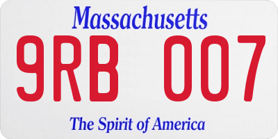MA license plate 9RB007