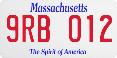 MA license plate 9RB012