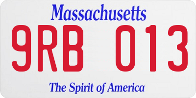 MA license plate 9RB013