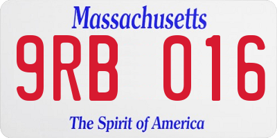 MA license plate 9RB016