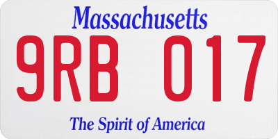 MA license plate 9RB017