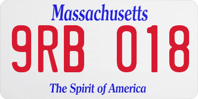 MA license plate 9RB018
