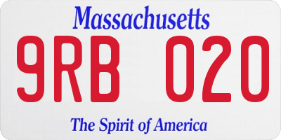 MA license plate 9RB020
