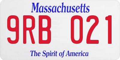 MA license plate 9RB021