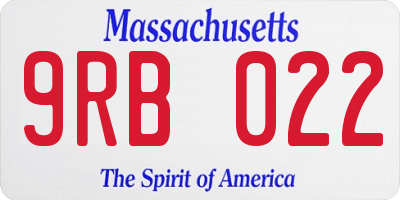 MA license plate 9RB022