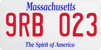 MA license plate 9RB023