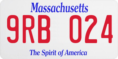 MA license plate 9RB024