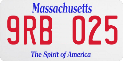 MA license plate 9RB025