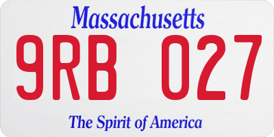 MA license plate 9RB027