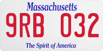 MA license plate 9RB032