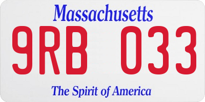 MA license plate 9RB033