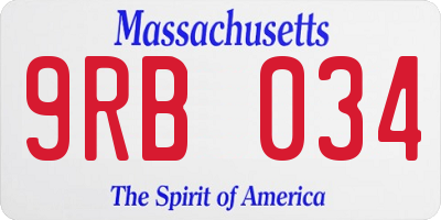 MA license plate 9RB034